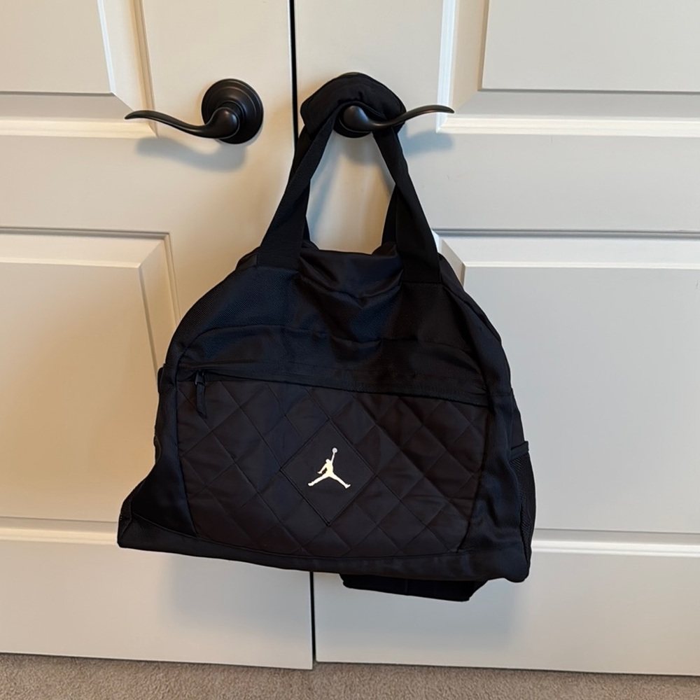 Nike Athletic Black Quilted Gym Bag with Logo